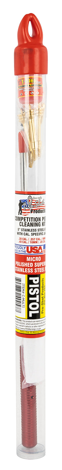 Pro-Shot Competition Tube Kit .38 .45 Cal Multi-Caliber Pistol Cleaning Set Reusable Case