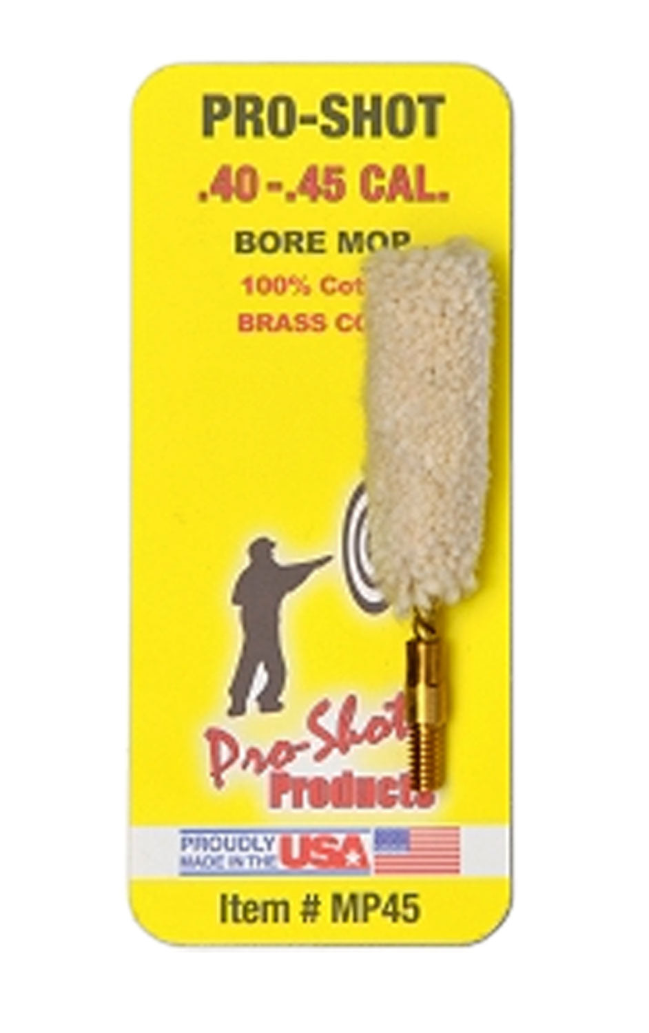 Pro-Shot MP45 Cotton Bore Mop .40-.45 Cal Pistol Brass Core #8-32
