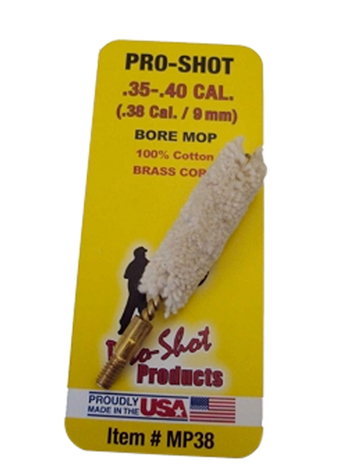 Pro-Shot MP38 Cotton Bore Mop .35-.40 Cal Pistol Brass Core #8-32