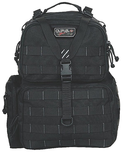 GPS T1612BPB Black 1000D Nylon Tactical Range Backpack MOLLE Webbing 3 Handgun Cases