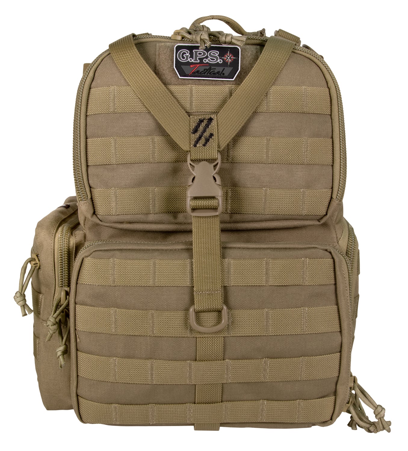 GPS T1612BPT Tan 1000D Nylon Tactical Range Backpack MOLLE Webbing 3 Handgun Cases