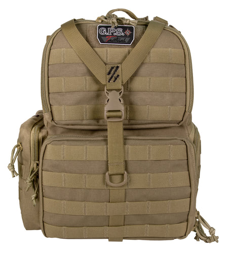 GPS T1612BPT Tan 1000D Nylon Tactical Range Backpack MOLLE Webbing 3 Handgun Cases
