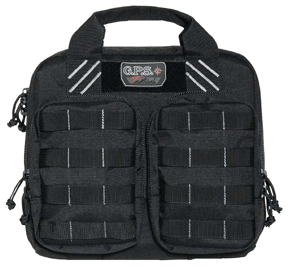 GPS Bags T1412PCB Tactical Double +2 Pistol Case Black 1000D Nylon with MOLLE Webbing Holds 4 Handguns