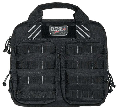 GPS Bags T1412PCB Tactical Double +2 Pistol Case Black 1000D Nylon with MOLLE Webbing Holds 4 Handguns