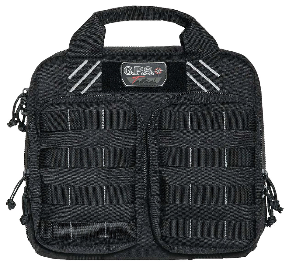 GPS Bags T1412PCB Tactical Double +2 Pistol Case Black 1000D Nylon with MOLLE Webbing Holds 4 Handguns