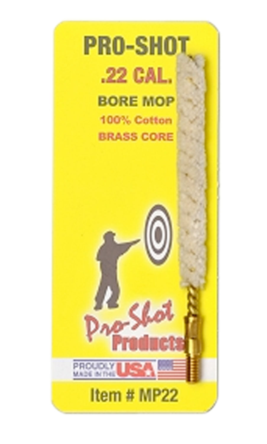 Pro-Shot MP22 Cotton Bore Mop .22 Cal Handgun/Rifle Brass Core #8-32