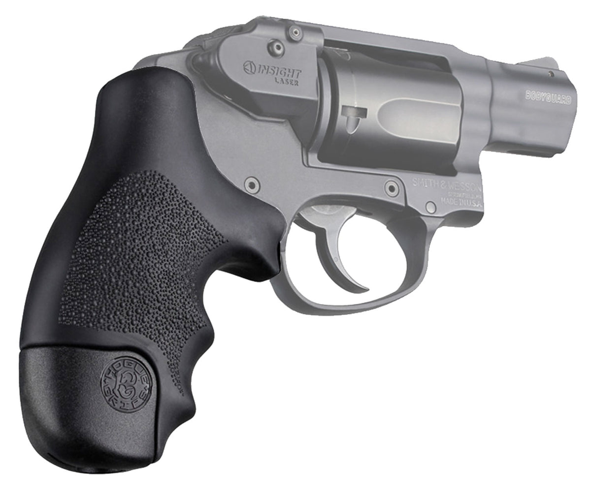 Hogue 60020 Finger Groove Black Tamer Cobblestone OverMolded Grip for S&W J Frame Round Butt