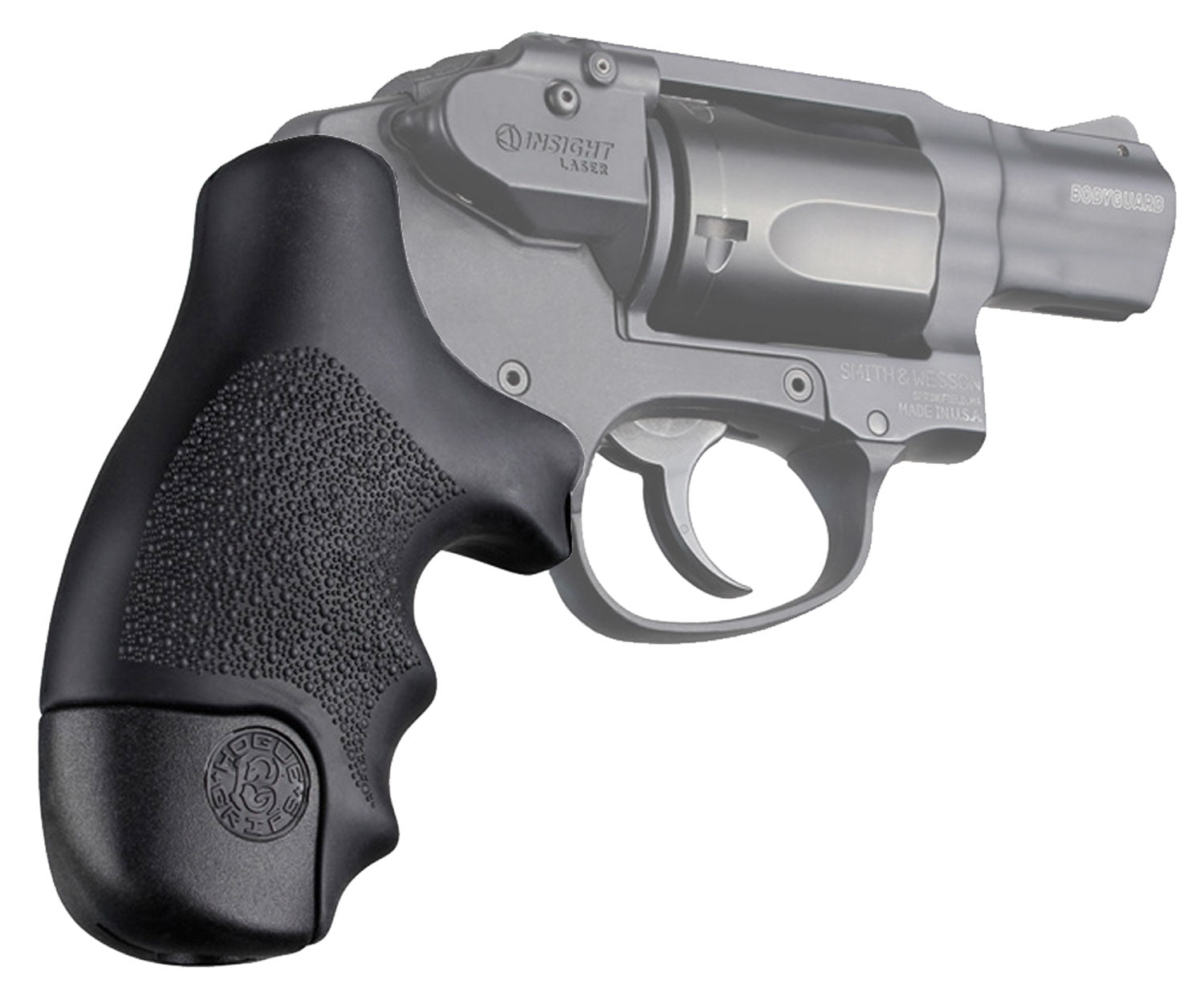 Hogue 60020 Finger Groove Black Tamer Cobblestone OverMolded Grip for S&W J Frame Round Butt