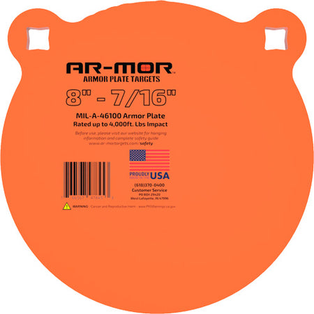 AR-MOR MIL46100 Steel Round Gong 8" 7/16" Thick Orange