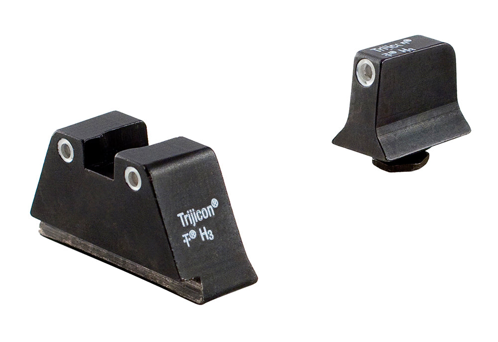 Trijicon 600649 Suppressor/Optic Height Tritium Sight Set White Outline for Glock 17/17L/19 Standard Frame