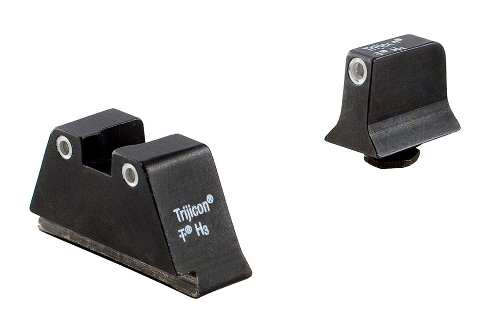 Trijicon 600649 Suppressor/Optic Height Tritium Sight Set White Outline for Glock 17/17L/19 Standard Frame