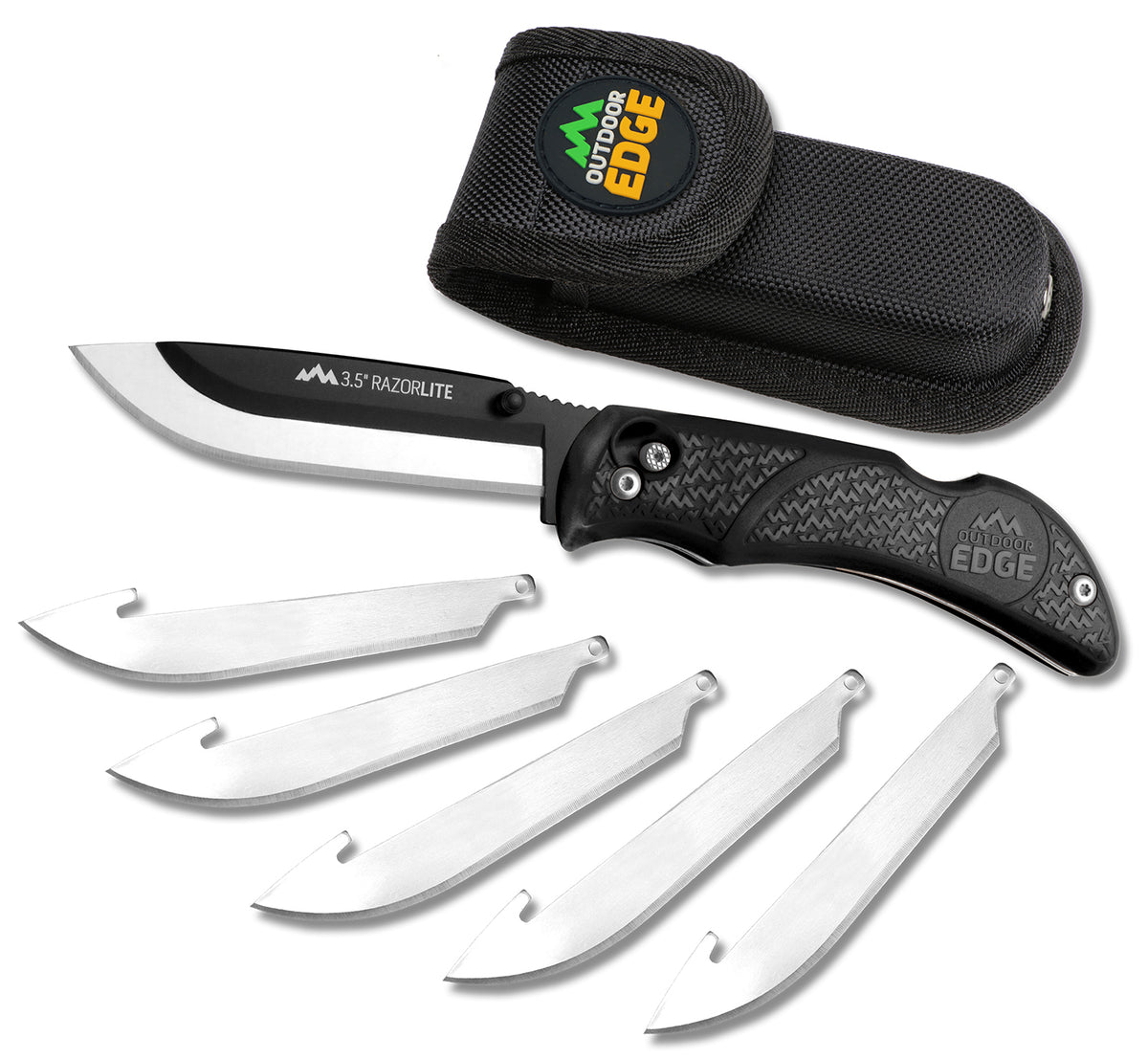 Outdoor Edge RL10C RazorLite 3.50" Folding 420J2 SS Black Oxide Blade Black TPR Handle