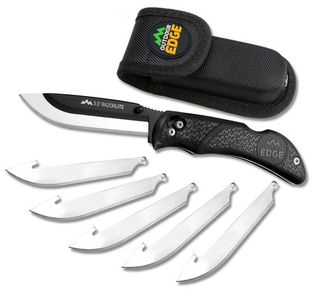 Outdoor Edge RL10C RazorLite 3.50" Folding 420J2 SS Black Oxide Blade Black TPR Handle