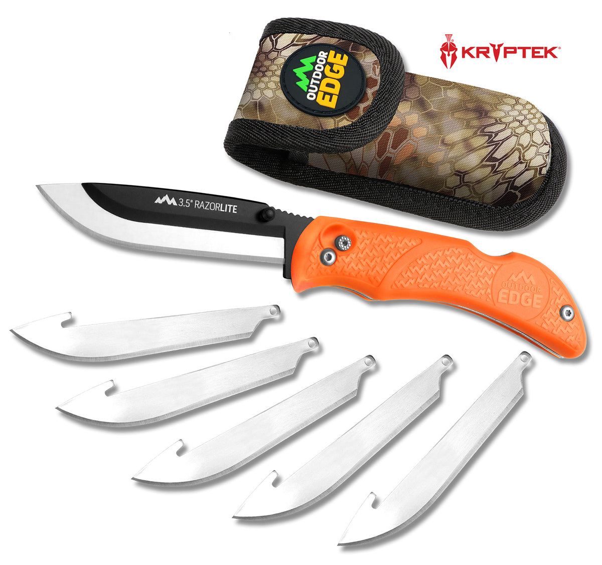 Outdoor Edge RB20C RazorLite 3.50" Folding 420J2 SS Black Oxide Blade Blaze Orange TPR Handle