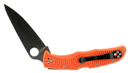 Spyderco C10FPOR Endura 4 3.75" Folding Plain VG-10 SS Clip Point Blade Orange Textured FRN Handle & Pocket Clip