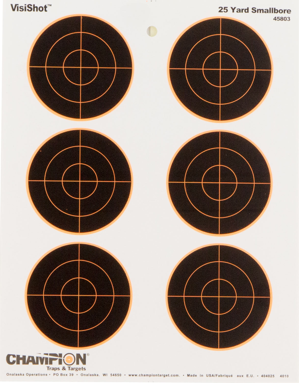 Champion 45803 VisiShot Black/White Small Bore Rifle 25 Yd Hanging Target 10 Pk
