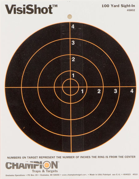 Champion 45802 VisiShot Hanging Paper Bullseye Target 8.5"x11" 10 Pack