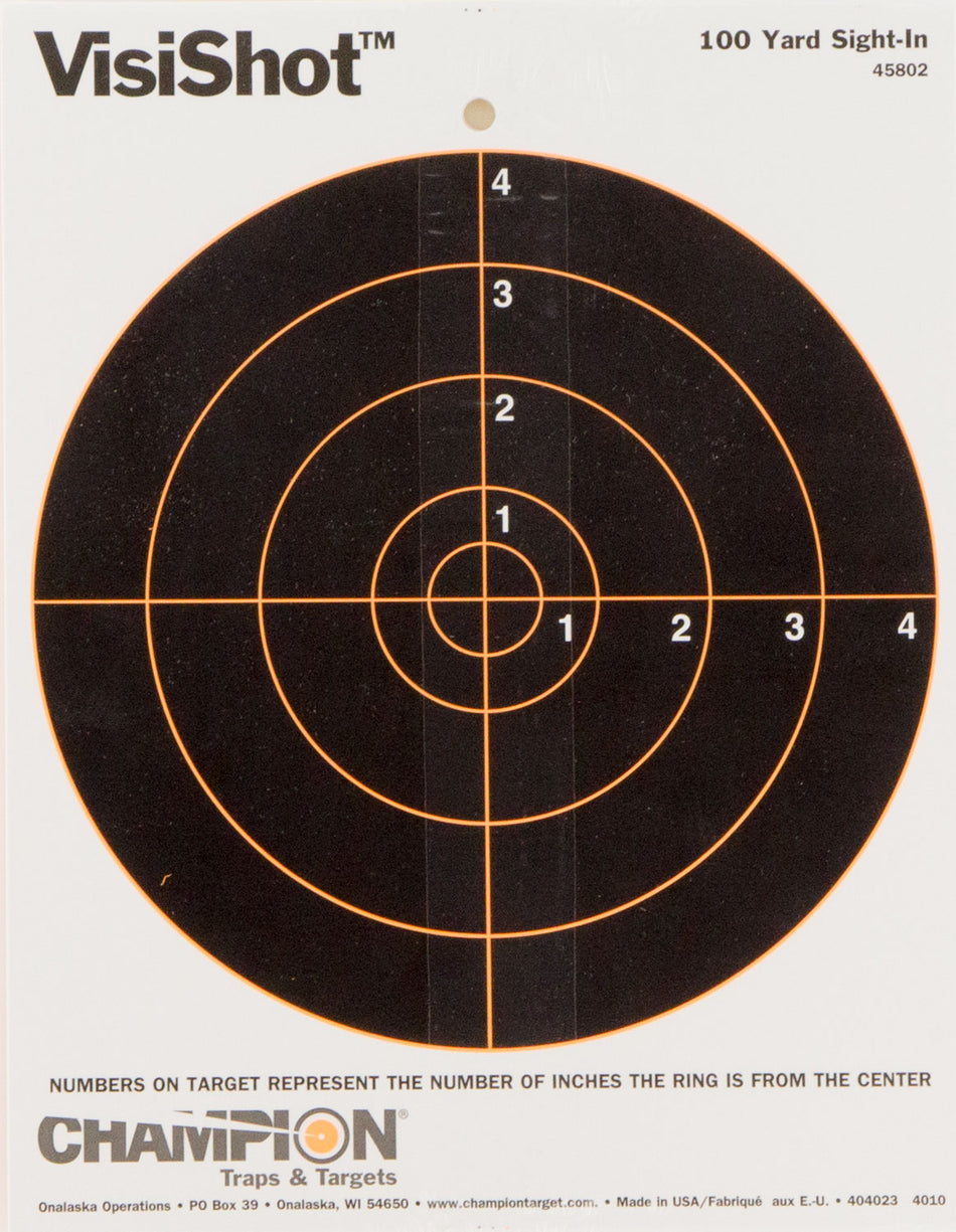 Champion 45802 VisiShot Hanging Paper Bullseye Target 8.5"x11" 10 Pack