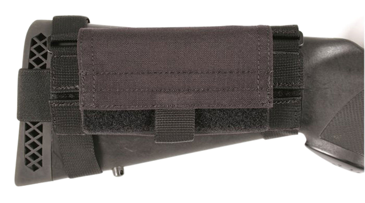 Blackhawk 52BS02BK 5-Round Shotgun Shell Pouch Black Nylon Buttstock Ambidextrous