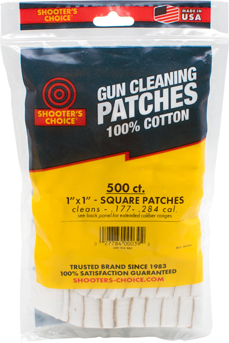 Shooter's Choice 500-Pack 1" Square Cotton Firearm Cleaning Patches