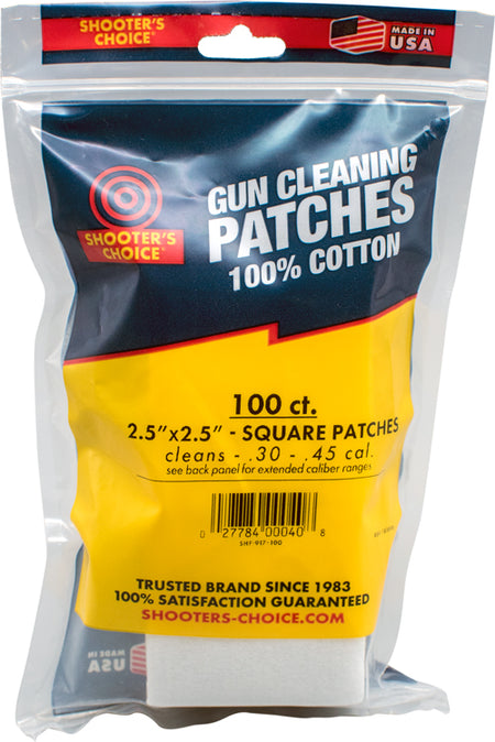 Shooter's Choice 100-Pack 2.5" Square Cotton Firearm Cleaning Patches
