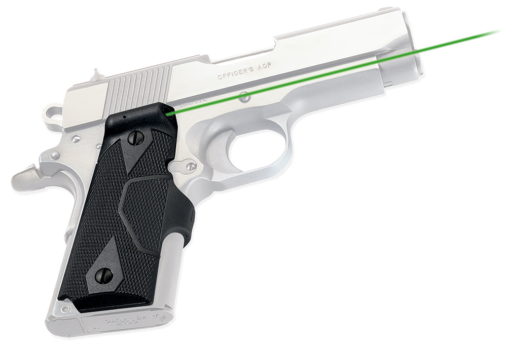 Crimson Trace Lasergrips 1911 Compact Green Laser, Rear Activation, Black Polymer