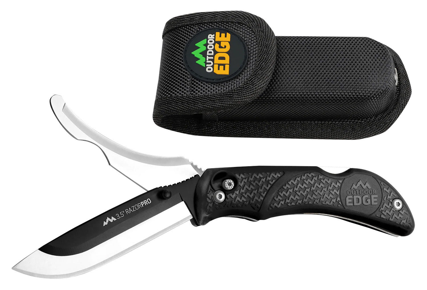 Outdoor Edge RO10C RazorPro 3.50" Double-Blade Folding 420J2 SS Blade Black TPR Handle Replacement Blades Included