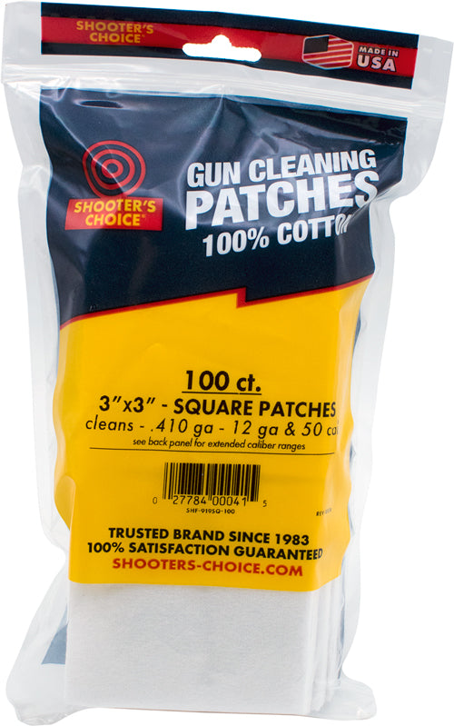 Shooter's Choice 100-Pack 3" Square Cotton Firearm Cleaning Patches