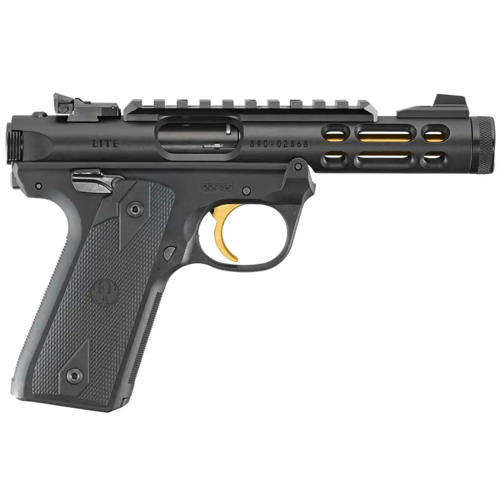 Ruger Mark IV 22/45 Lite 22 LR 10+1 4.40" Steel/Threaded Barrel, Black Anodized w/Picatinny Rail Slide, Black Grip