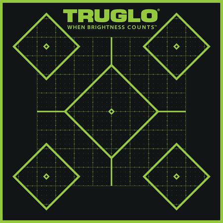 TruGlo Tru-See 5-Diamond Adhesive Heavy Paper Black and Green Shooting Target 12"x12" 6 Pack