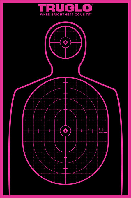 TruGlo TG13P6 Tru-See Handgun Silhouette Self-Adhesive Shooting Target Black/Pink 12x18 Inch 6 Pack