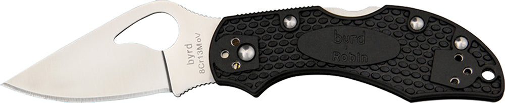 Spyderco BY10PBK2 Byrd Robin 2 2.43" Folding Plain 8Cr13MoV SS Drop Point Blade Black Textured FRN Handle & Pocket Clip