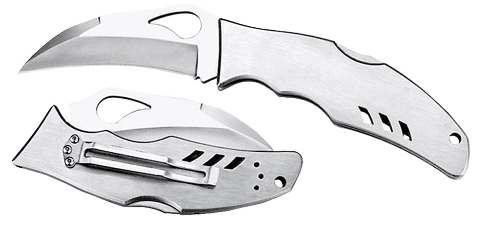 Spyderco BY07P Byrd Crossbill 3.50" Folding Plain 8Cr13MoV SS Hawkbill Blade Stainless Steel Handle & Pocket Clip