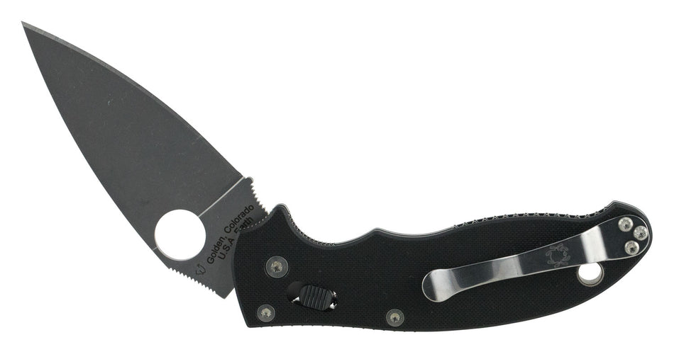 Spyderco C101GP2 Manix 2 3.37" Folding Plain CPM S30V SS Drop Point Blade Black G10 Handle & Pocket Clip