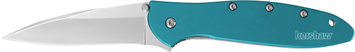 Kershaw 1660TEAL Leek Folding Knife 3" Plain Drop Point 14C28N Steel Blade Teal Aluminum Handle Includes Clip