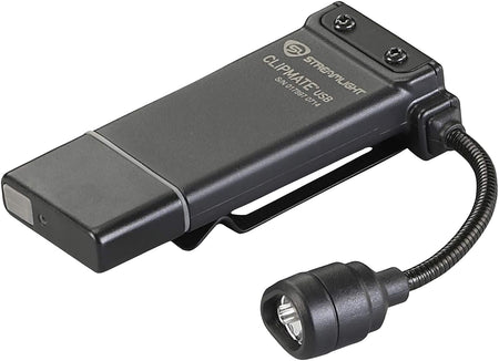Streamlight 61126 ClipMate USB Compact Clip-On Flashlight Black White/Red LED 70 Lumens
