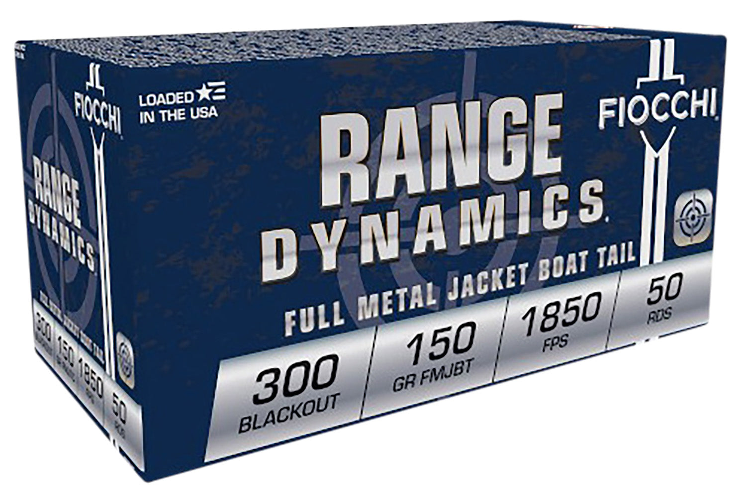 Fiocchi Range Dynamics Full Metal Jacket Boat Tail 150 Grain .300 AAC Blackout 1850 fps 762344711010