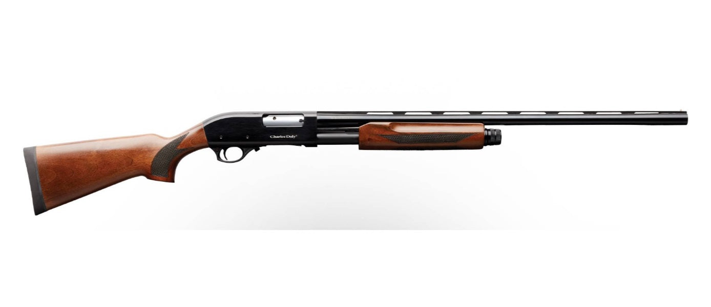 Charles Daly 930199 301 Full Size 12 Gauge Pump 3" 4+1 28" Blued Vent Rib Barrel, Black Anodized Aluminum Grooved Receiver, Fixed Gloss Wood Stock, Right Hand