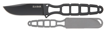Ka-Bar 1118BP Skeleton 2.50" Fixed Clip Point Black Stainless Steel Blade Skeletonized 5Cr15MoV SS Handle Includes Sheath