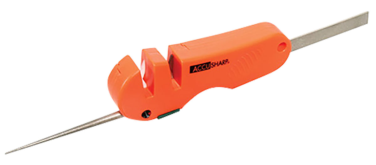 AccuSharp 028C 4-in-1 Pocket Knife Sharpener with Retractable Diamond Rod, Orange
