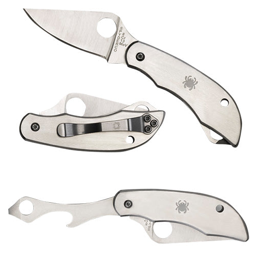 Spyderco C175P Clipitool 4.57" Folding Plain 8Cr13MoV SS Blade Stainless Handle with Built-In Screwdriver/Opener