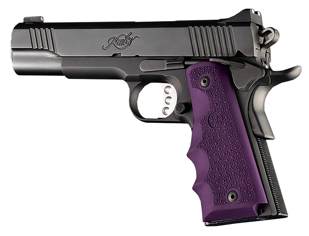 Hogue 45006 Purple Cobblestone OverMolded Rubber Grip Finger Grooves 1911 Government