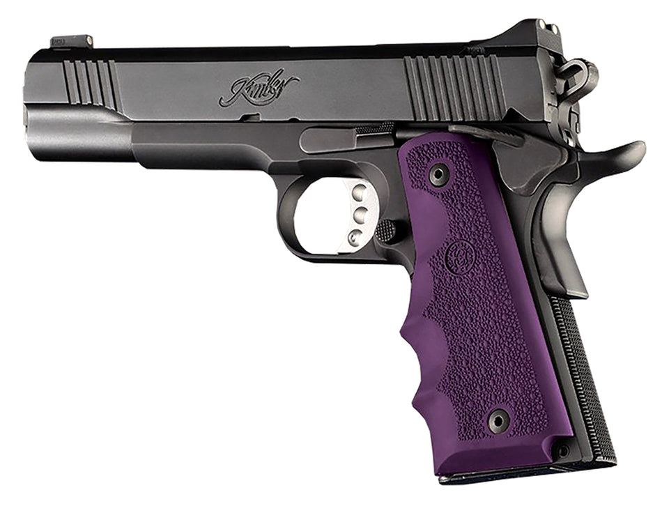 Hogue 45006 Purple Cobblestone OverMolded Rubber Grip Finger Grooves 1911 Government