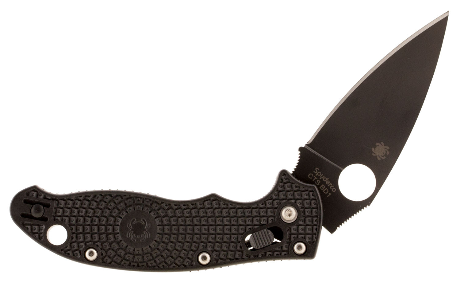 Spyderco C101PBBK2 Manix 2 LTW 3.37" Folding Pocket Knife Black DLC BD1 Steel Drop Point Blade Black FRCP Handle