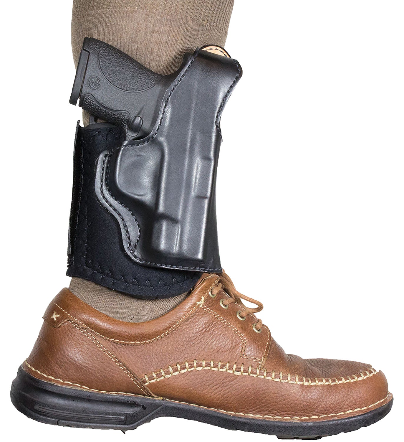 DeSantis Gunhide 014PCX7Z0 Die Hard Ankle Holster Black Saddle Leather Sheepskin S&W M&P Shield 9 40 Right Hand