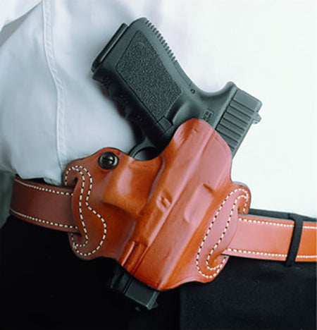 DeSantis Gunhide 086BAE1Z0 Mini Slide Outside Waistband Black Leather Holster Most Glock 1.75" Wide Belt Right Hand