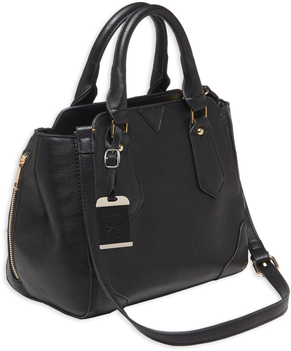 Bulldog BDP020 Leather Satchel Style Concealed Carry Purse with Holster Black for Small Autos & Revolvers