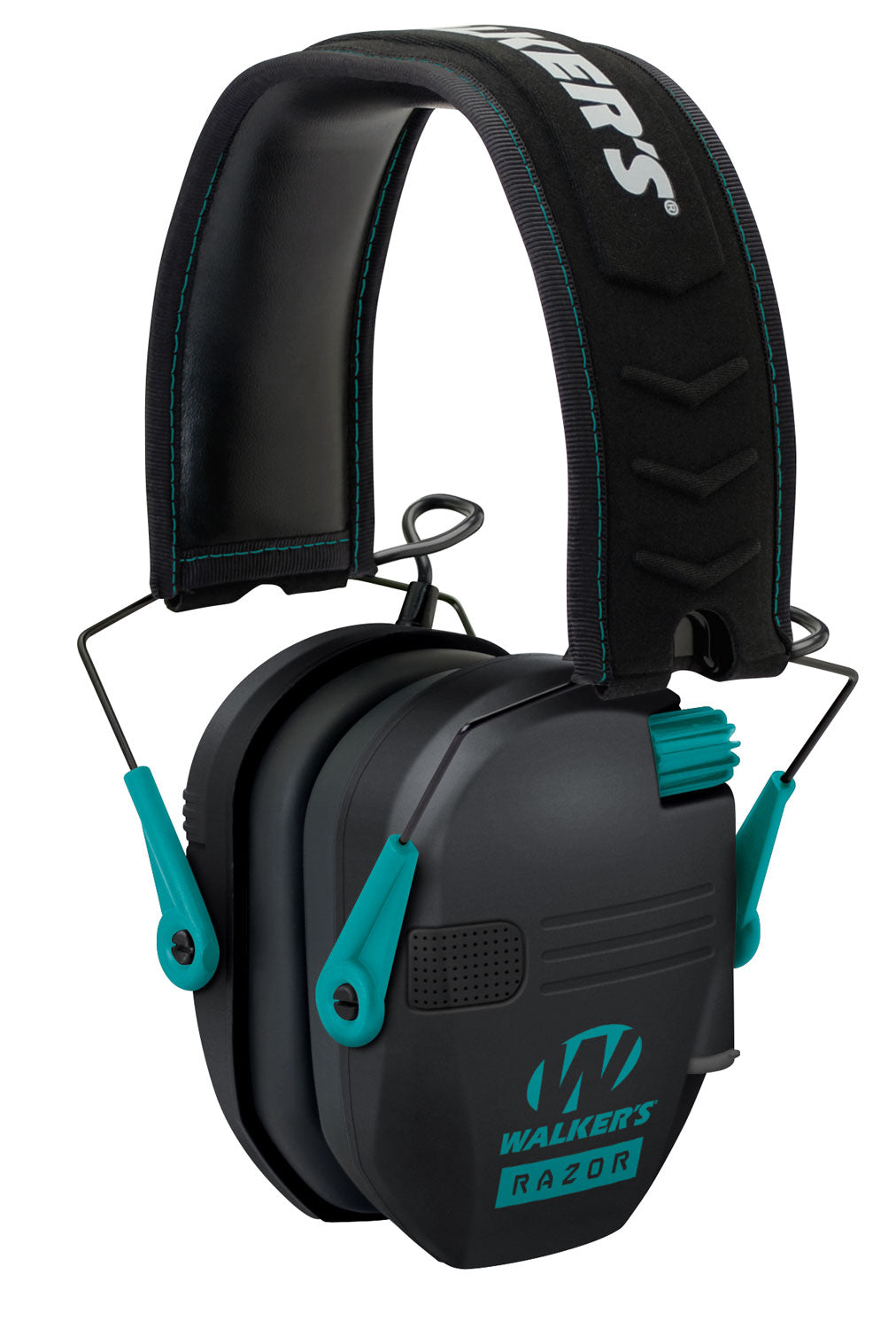 Walker's 23 dB Razor Slim Electronic Hearing Muff Over-the-Head Teal Accent Black Polymer