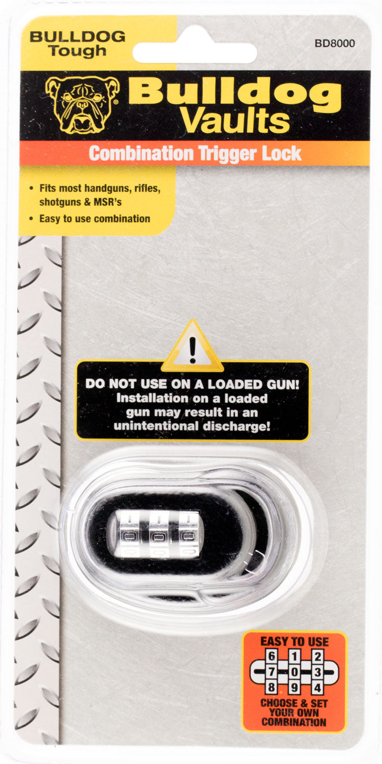Bulldog BD8000 Black Metal Trigger Lock Combination Resettable Handgun Rifle Shotgun