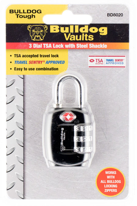 Bulldog BD8020 TSA-Accepted Steel Shackle Combination Lock for Luggage